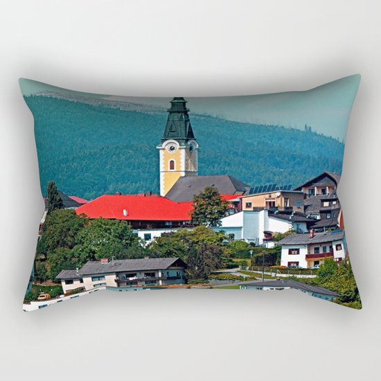 A village in autumn season Rectangular Pillow
