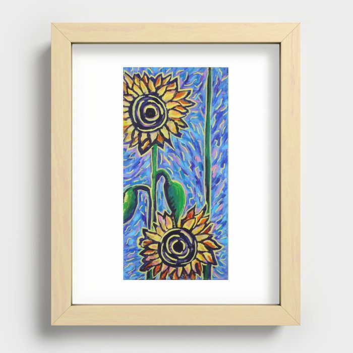 two sunflowers Recessed Framed Print