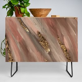 Colorful Paint Brushstrokes Gold Foil Credenza