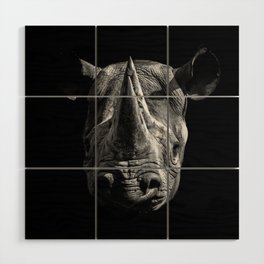 Black Rhino Head Wood Wall Art