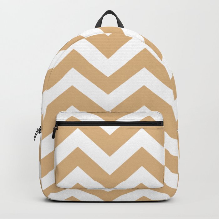 Burlywood - brown color - Zigzag Chevron Pattern Backpack