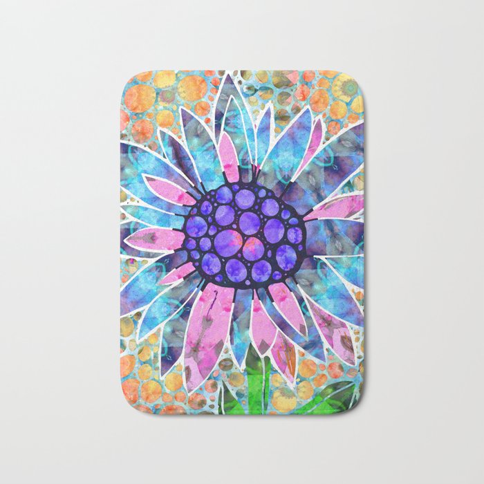 Colorful Floral Art Whimsical Flowers - Garden Diva Bath Mat