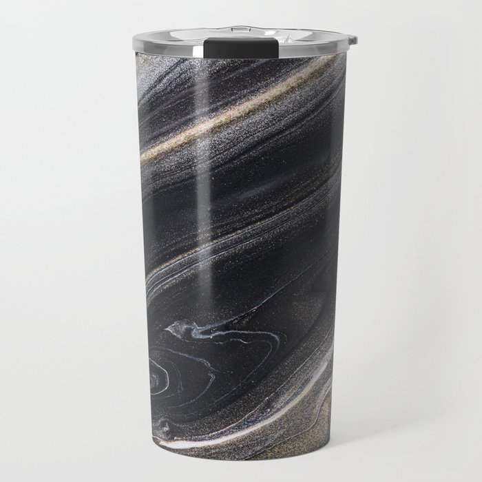 Black Liquid Marble Travel Mug