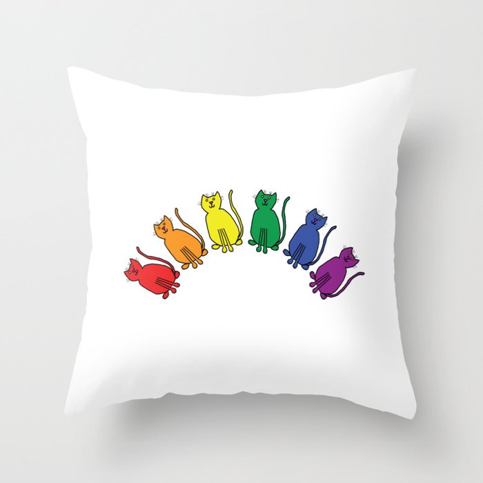 Pride Cat Rainbow  Throw Pillow