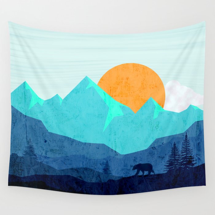 Wild mountain sunset landscape Wall Tapestry