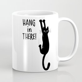 Hang in There! Funny Black Cat Hanging On Mug