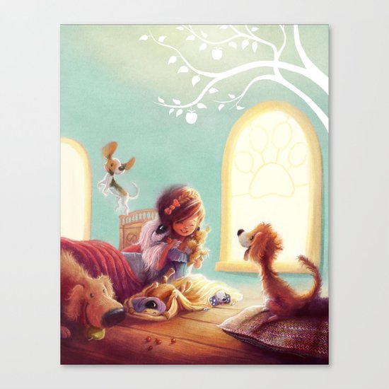 Snow White and the Seven Doggies Canvas Print