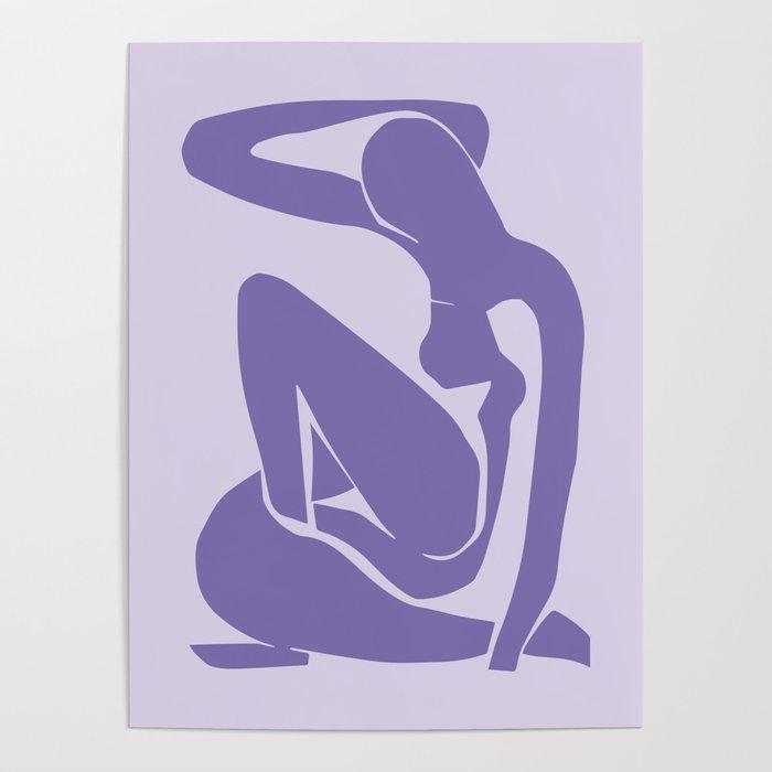 Purple Matisse Woman, Blue Matisse Woman Abstract Nude in Purple Poster