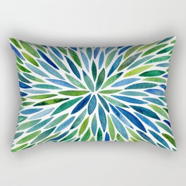 Watercolor Burst – Blue & Green Rectangular Pillow