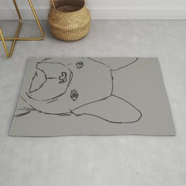 Sketched Frenchie (Grayscale) Rug