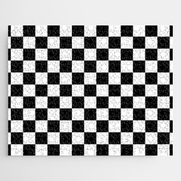 Black And White Checkered Flag Pattern Jigsaw Puzzle