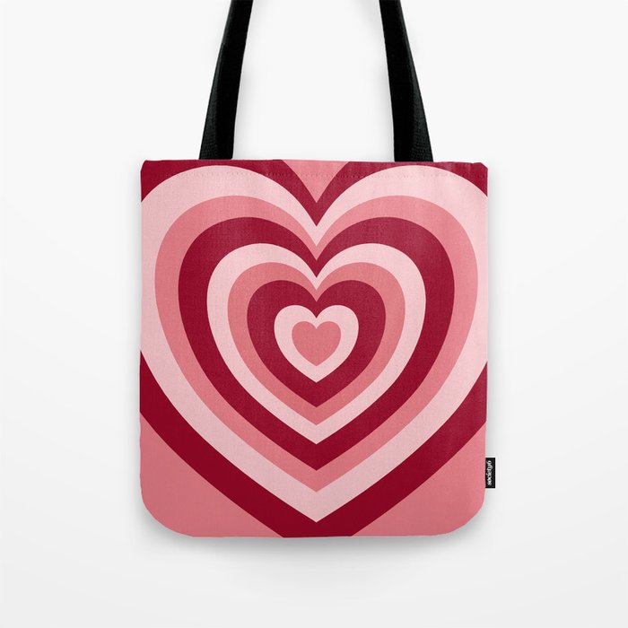 Rose Red Hypnotic Hearts Tote Bag