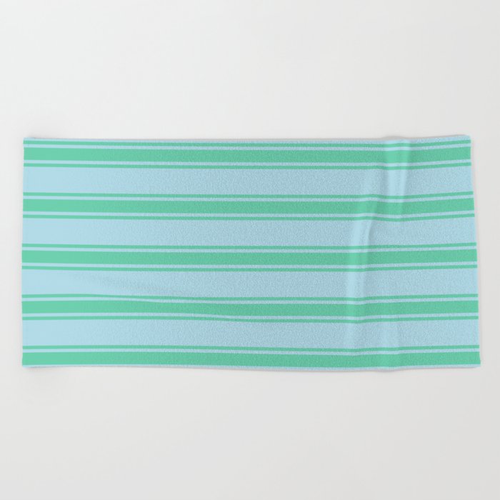 Light Blue & Aquamarine Colored Lines/Stripes Pattern Beach Towel