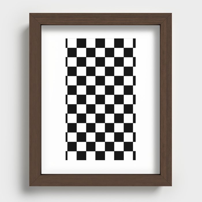 White and Black Checker Pattern  Recessed Framed Print
