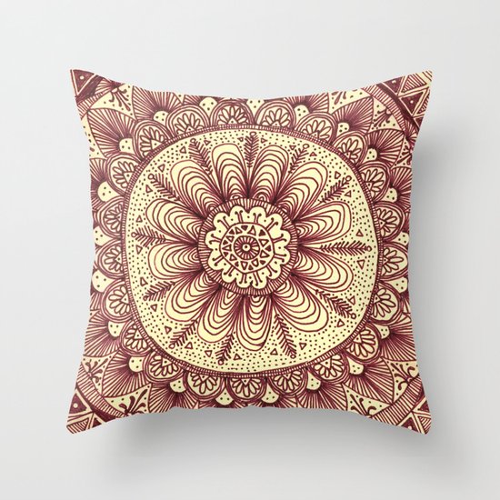 mandala: maroon Throw Pillow