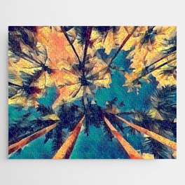 Palm trees with blue sky and white clouds Jigsaw Puzzle