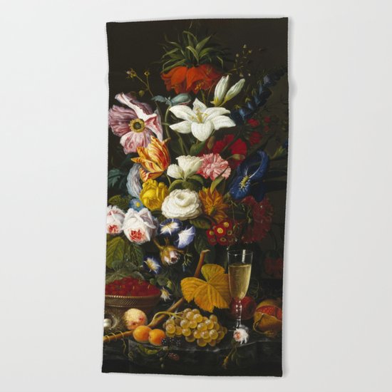 Severin Roesen - Victorian Bouquet Beach Towel