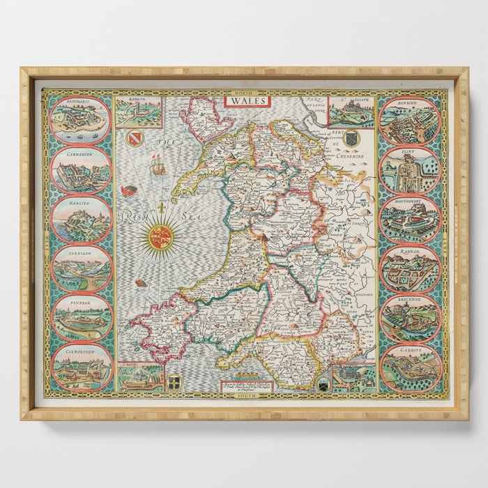 Vintage map of Wales Serving Tray