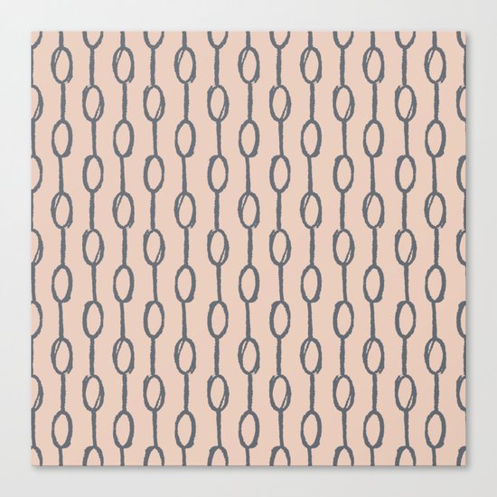 Pebble Dot Stripes Gray on Vintage Rose Pink Canvas Print