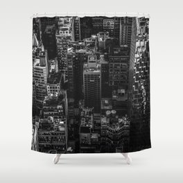 New York City skyscraper aerial view of Manhattan black and white Shower Curtain