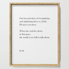 Out beyond ideas of wrongdoing and rightdoing - Rumi Quote - Typography Print 1 Serving Tray