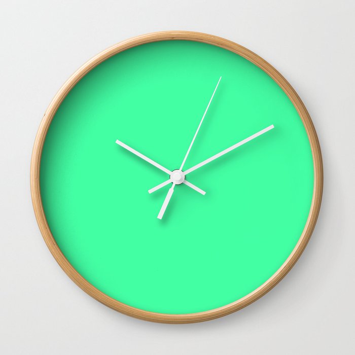Minimalism Simple Mint Green Solid Colour Decor Wall Clock By