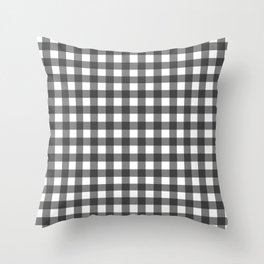 Black gingham pattern Throw Pillow