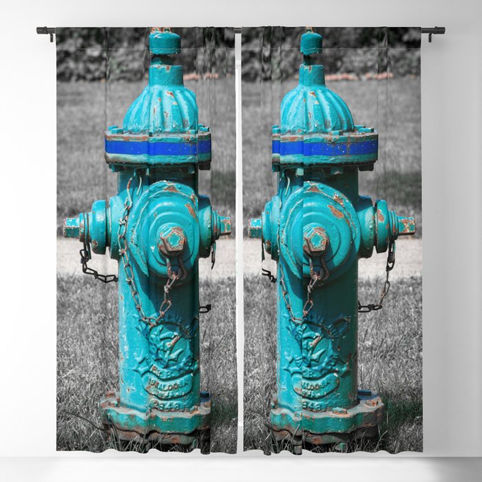 Faded Green Fire Hydrant Fire Plug Selective Color Blackout Curtain