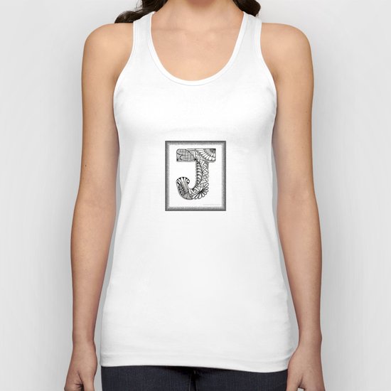Zentangle J Monogram Alphabet Illustration Unisex Tank Top