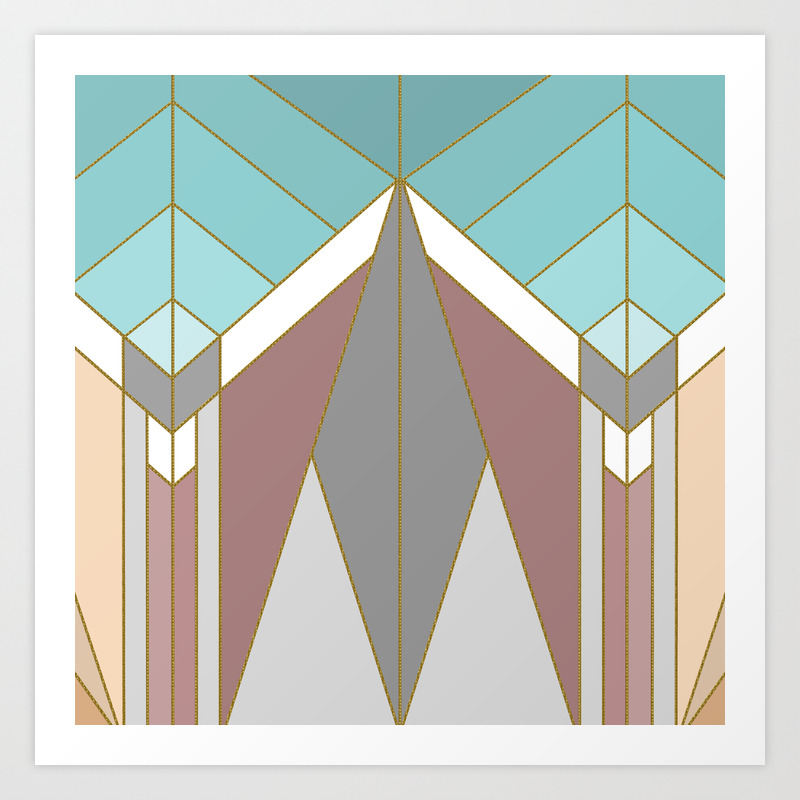 Art Deco G2 Abstract Geometric Art Print By Absentisdesigns