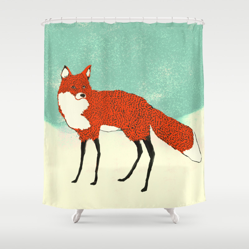 Fox In The Snow Kitsune Vintage Inspired Illustration Shower