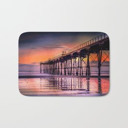Satsuma Bath Mat | Sunset, Saltburnsunset, Beach, Purple, Sand, Saltburnpier, Orange, Photo, Sunsrise, Color 