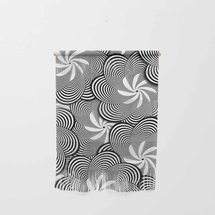 Fun Black and White Flower Pattern - Digital Illustration - Graphic Design Wall Hanging