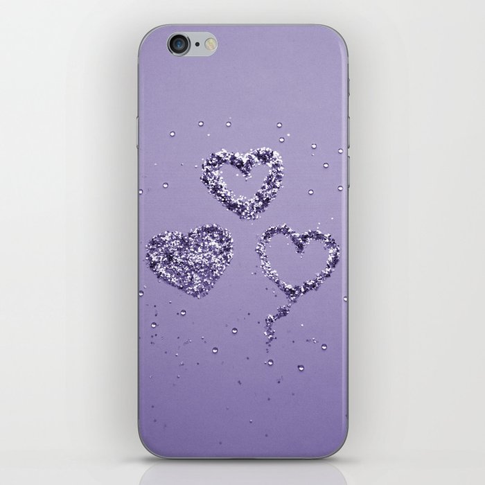 Ultra Violet LOVE Glitter Hearts #1 (Faux Glitter) #shiny #decor #art #society6 iPhone Skin