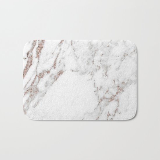 Rose gold shimmer vein marble Bath Mat