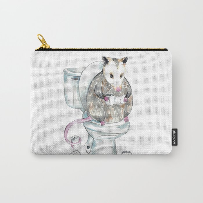 Opossum toilet Painting Wall Poster Watercolor  Carry-All Pouch