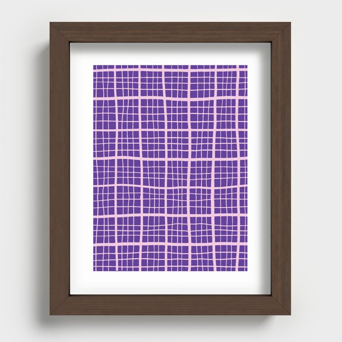 Pretty Pink and Purple Squares Graph Paper Recessed Framed Print