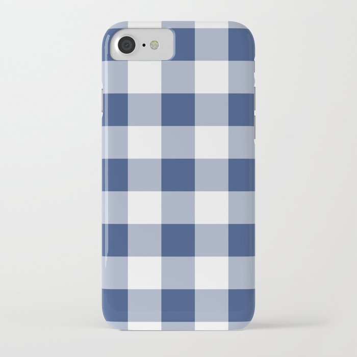 Navy Gingham Pattern iPhone Case