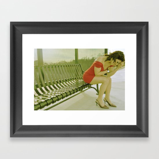 Bus stop blues Framed Art Print