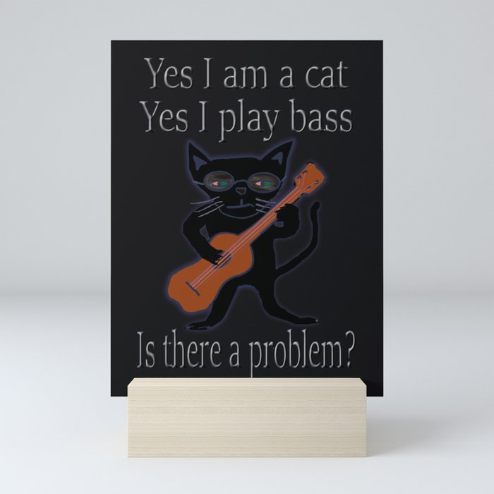 Cat Plays Bass Mini Art Print