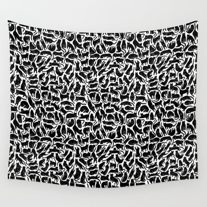Black Cats Pattern Wall Tapestry
