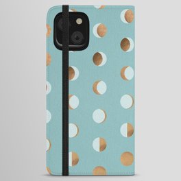 The Lunar Cycle • Phases of the Moon – Copper & Robin's Egg Blue Palette iPhone Wallet Case