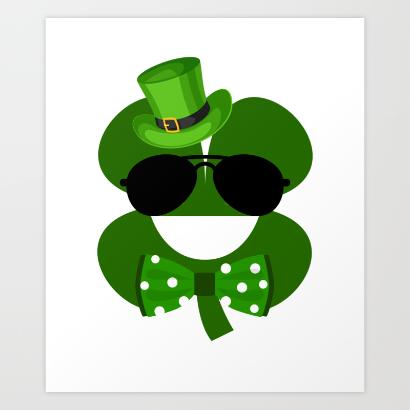 Clover Emoji With Green Top Hat Cool St Patricks Day Art Print By Teepsy Society6