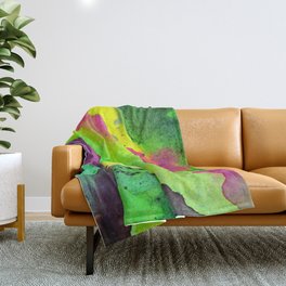 Abstract-Watercolor Lime Spirulina Throw Blanket