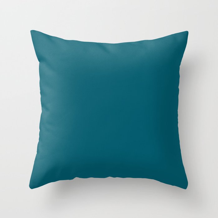 Dark Aqua Blue Green Solid Color Trending Shade Pairs Sherwin Williams Oceanside SW 6496 Throw Pillow