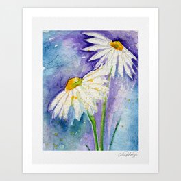 Happy Daisies Watercolor Art Print