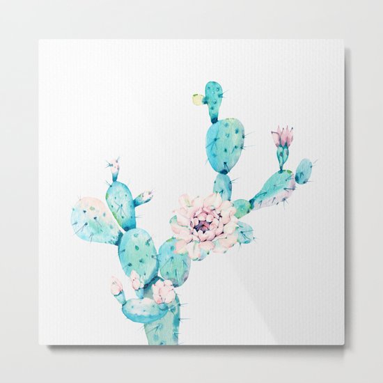 Desert Cactus Rose Metal Print