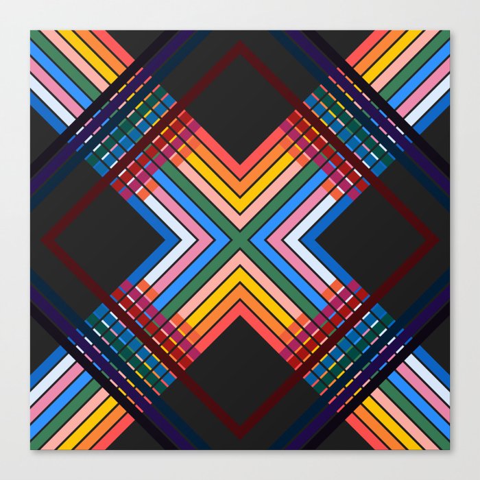 Hando - Geometric Abstract Colorful Retro Striped Art Design Canvas Print