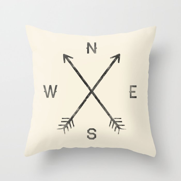 Compass (Natural) Throw Pillow