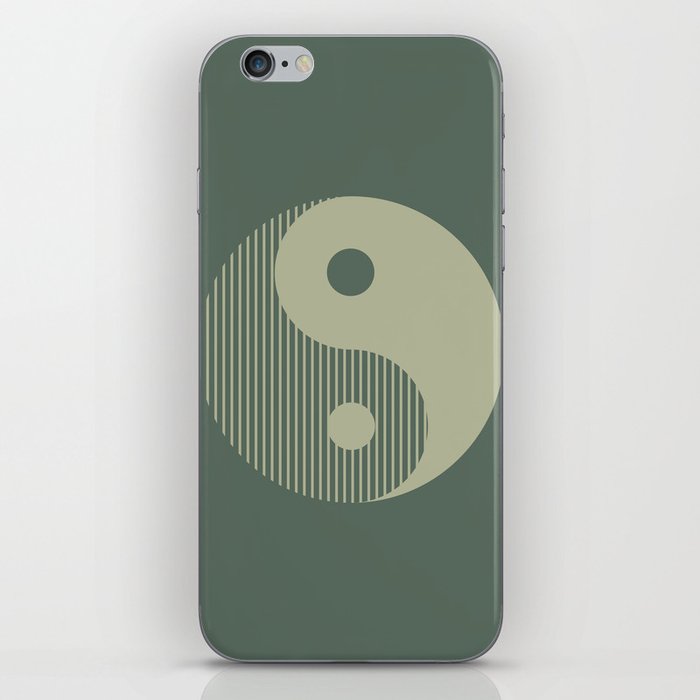 Geometric Lines Ying and Yang 10 in Forest Sage iPhone Skin